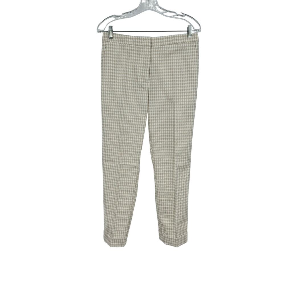 Ann Taylor Tan & Cream Check Cropped Ankle Pants